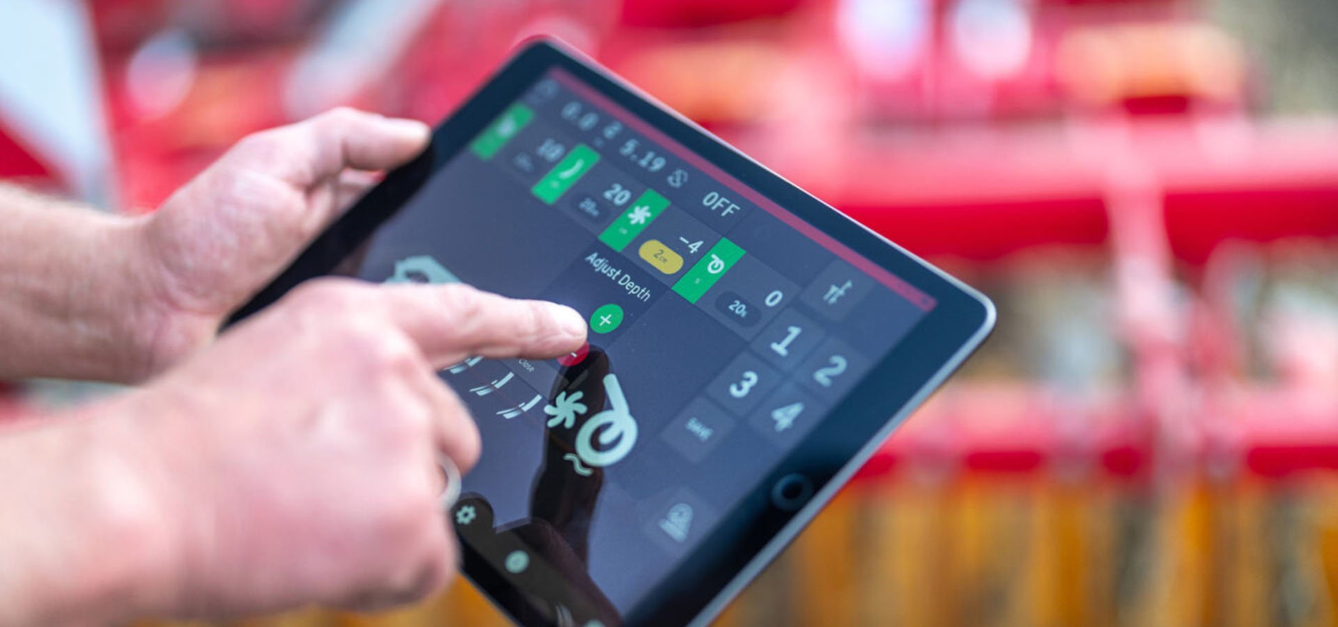 Utilisation du système Väderstad E-Control basé sur iPad.