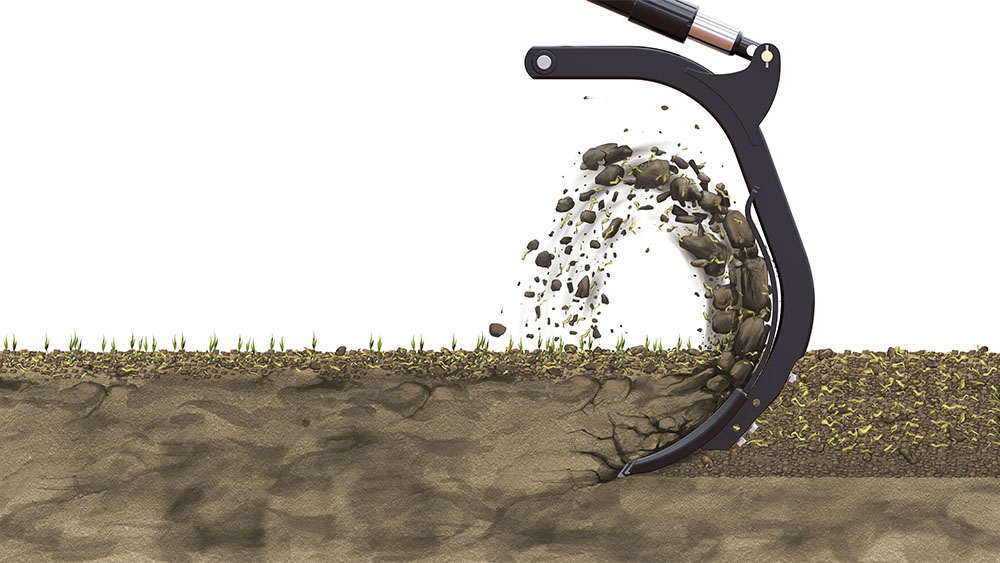 Rendering of Väderstad MixIn shin working the soil