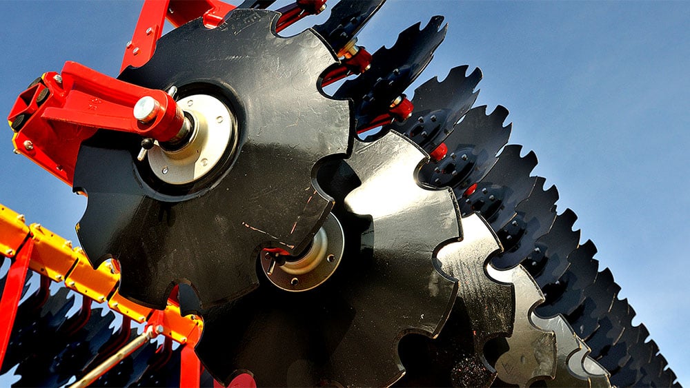Close-up of Väderstad discs made of V55-steel