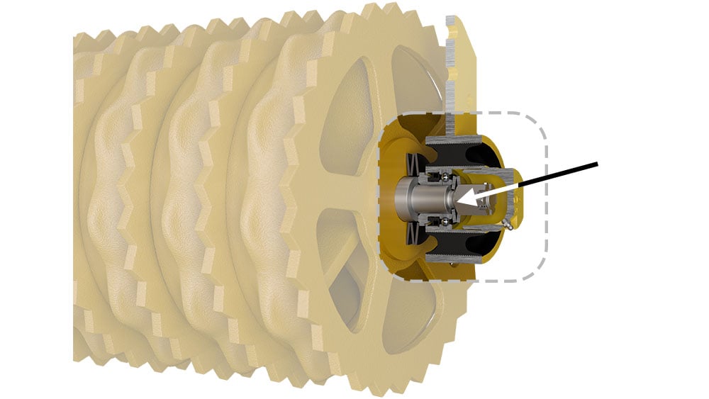 Rendering of spring washers on a Väderstad roller