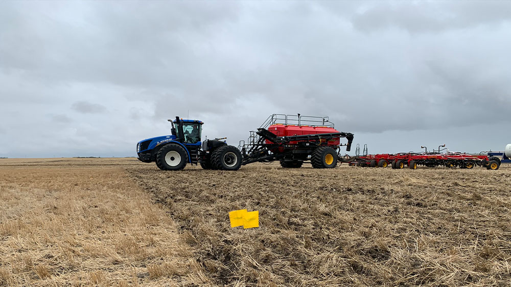 Väderstad Seed Hawk in the field during the Canola and wheat seeding rate trial