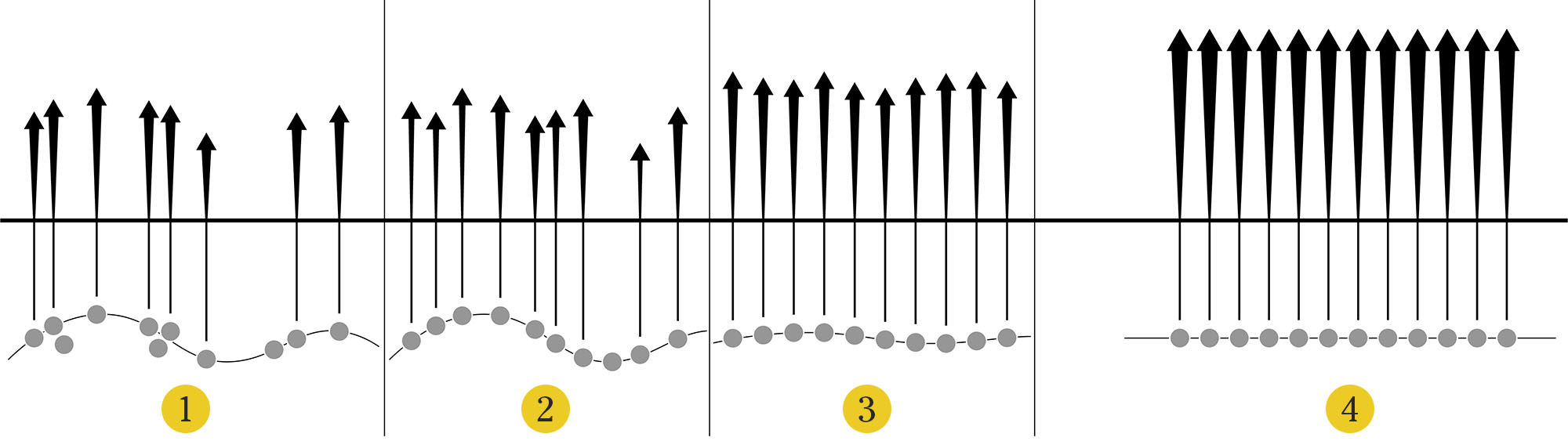 Graphique montrant l'excellente émergence des cultures et le placement des graines par rapport à d'autres types de semoirs.