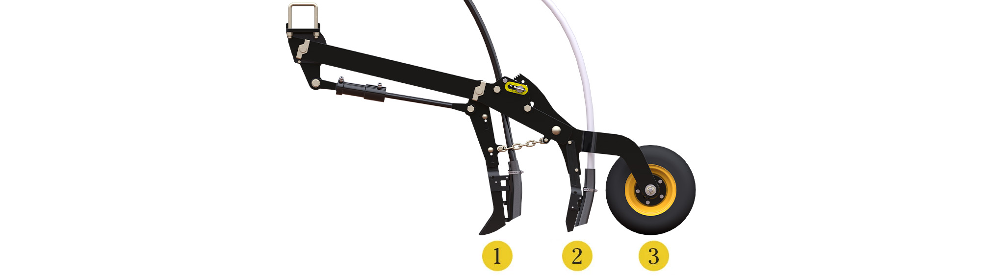 Rendering of the Seed Hawk coulter, with the parts numbered