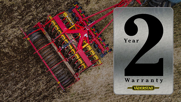 Two year machine warranty on Väderstad machine